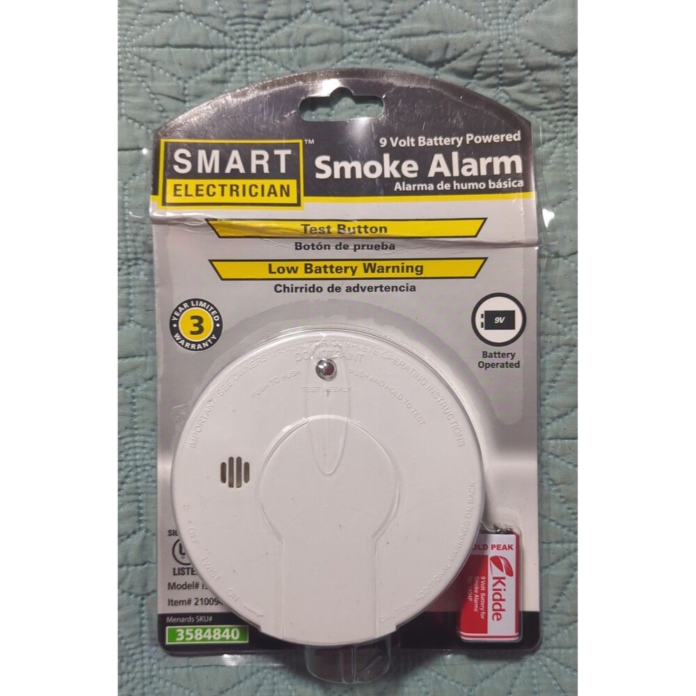 Smart Electrician Smoke Alarm 9 Volt Model i9030 Battery Operated